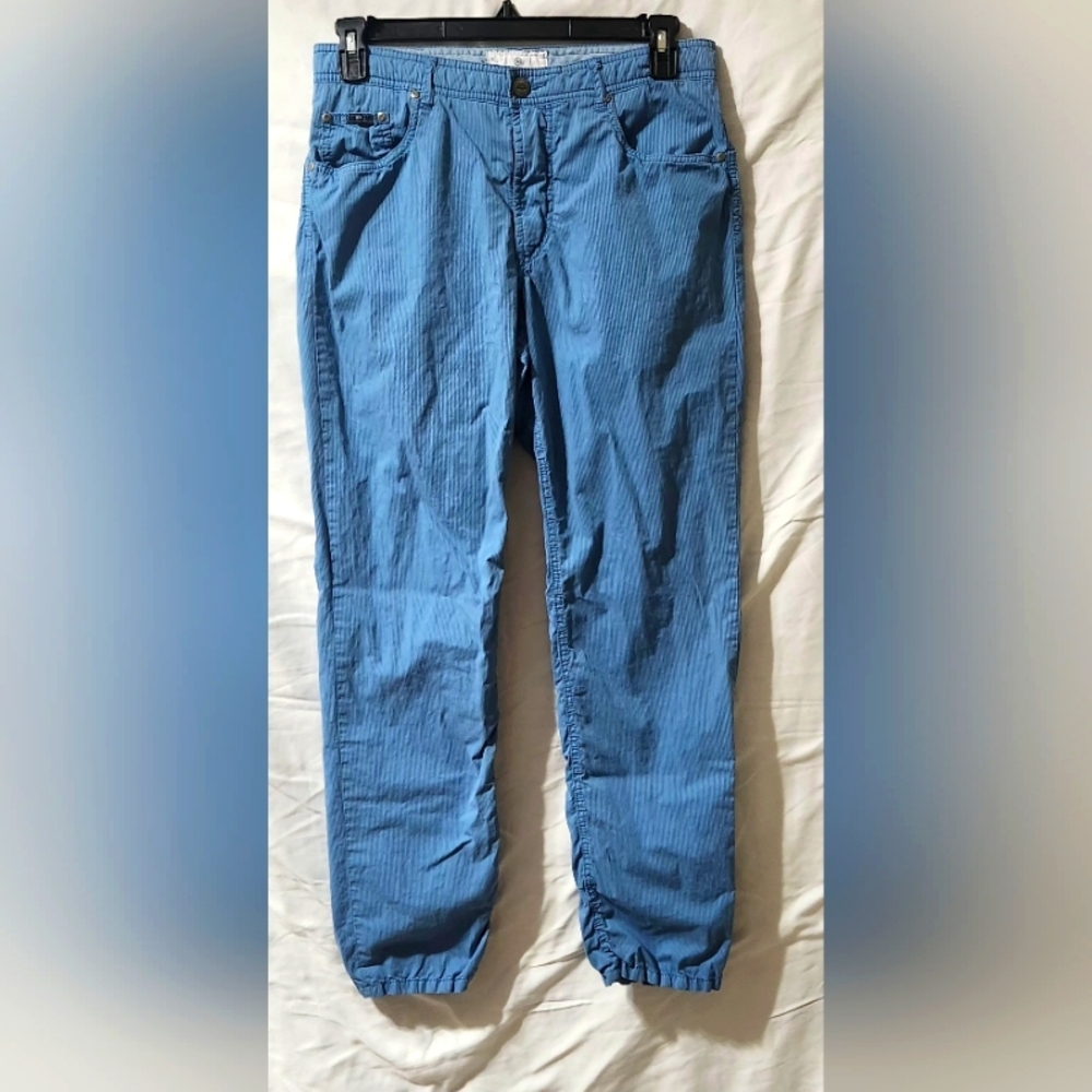 Brax Feel Good Cesar MT-WA Relaxed Fit Blue Pin Stripe Pants 34X34